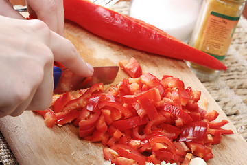 Image showing Chopping vegetables