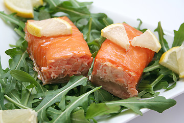 Image showing salmon and rucola