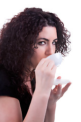 Image showing Beautiful Woman Having an Espresso