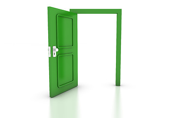 Image showing Open Green Door