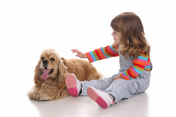 Image showing beauty a little girl and dog