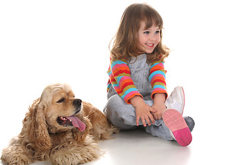 Image showing beauty a little girl and dog