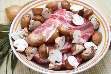 Image showing Meat and mushrooms