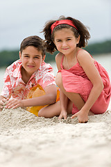 Image showing Kids having fun on the beach