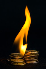 Image showing burning coins