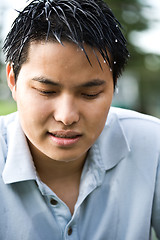 Image showing Sad and depressed asian man