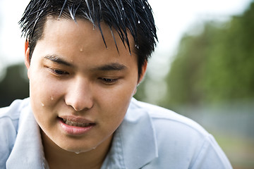 Image showing Sad depressed asian man