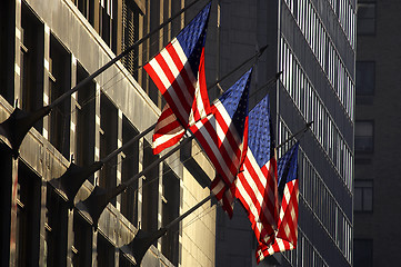 Image showing Four american flags