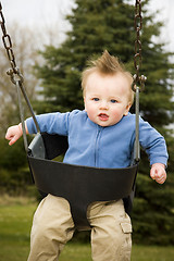 Image showing Happy Boy on Swing