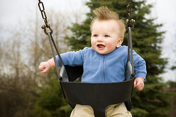 Image showing Happy Boy on Swing