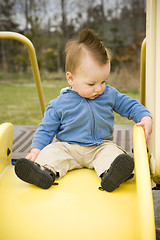 Image showing Happy Boy on Slide