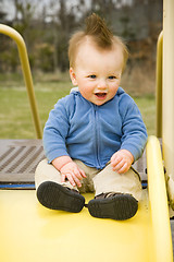 Image showing Happy Boy on Slide