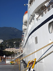 Image showing cruise liner on a mooring