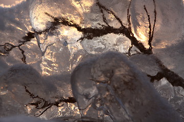 Image showing Sunset over frozen lake