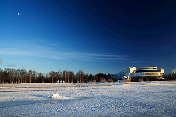 Image showing Sunset over frozen lake