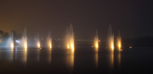 Image showing Fountains in the night