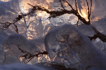 Image showing Sunset over frozen lake