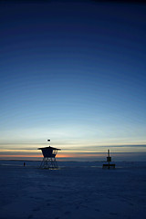 Image showing Sunset over frozen lake