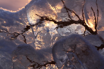 Image showing Sunset over frozen lake