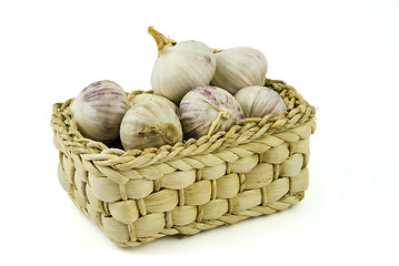 Image showing Basket full of fresh garlics