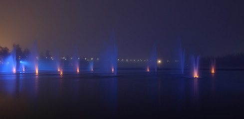 Image showing Fountains in the night