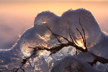 Image showing Sunset over frozen lake