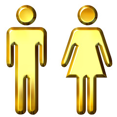 Image showing 3D Golden Man and Woman Silhouettes