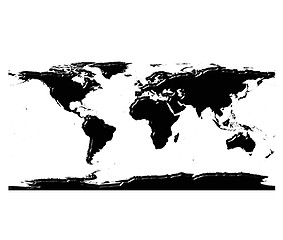 Image showing 3d world map silhouette with reflection