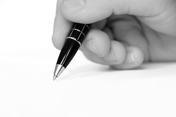 Image showing Man hand writing on white paper