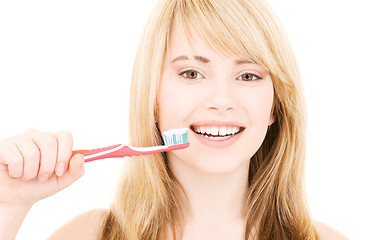 Image showing happy girl with toothbrush