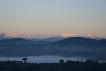 Image showing Winter sunrise in tuscany