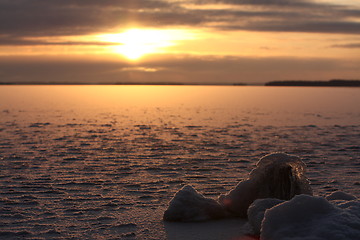 Image showing Sunset over frozen lake