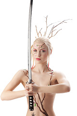 Image showing Blonde with katana