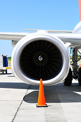 Image showing Air transportation: Jet engine detail