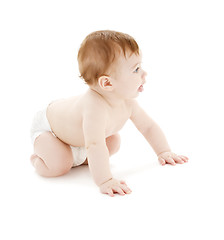 Image showing crawling baby boy in diaper