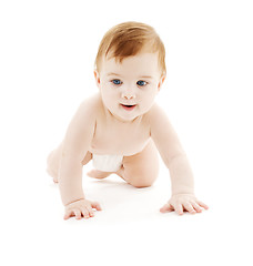 Image showing crawling baby boy in diaper