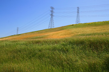 Image showing Three Electricity Pylons