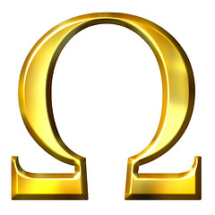 Image showing 3D Golden Greek Letter Omega