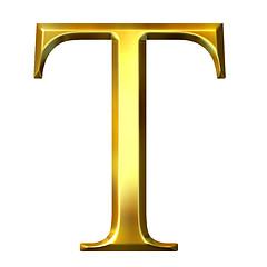 Image showing 3D Golden Greek Letter Tau