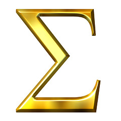 Image showing 3D Golden Greek Letter Sigma