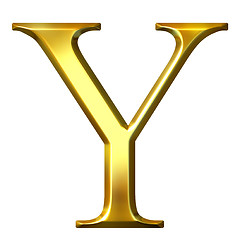 Image showing 3D Golden Greek Letter Ypsilon
