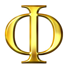 Image showing 3D Golden Greek Letter Phi