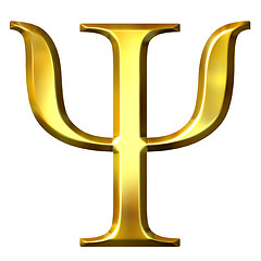 Image showing 3D Golden Greek Letter Psi