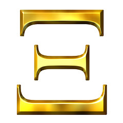 Image showing 3D Golden Greek Letter Xi