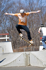 Image showing Skateboarder Jumping