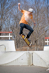 Image showing Skateboarder Jumping