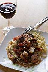 Image showing Shrimp With Fettuccini Dish