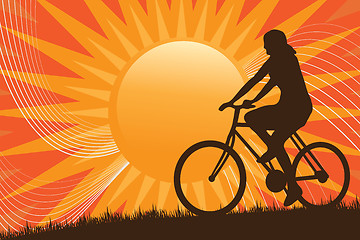 Image showing Mountain Biking Silhouette