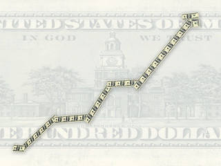 Image showing Diagram painted into image of dollars