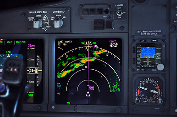 Image showing Flight deck, airplane instrument panel